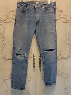 Citizens Of Humanity Light Blue Distressed Straight Jeans